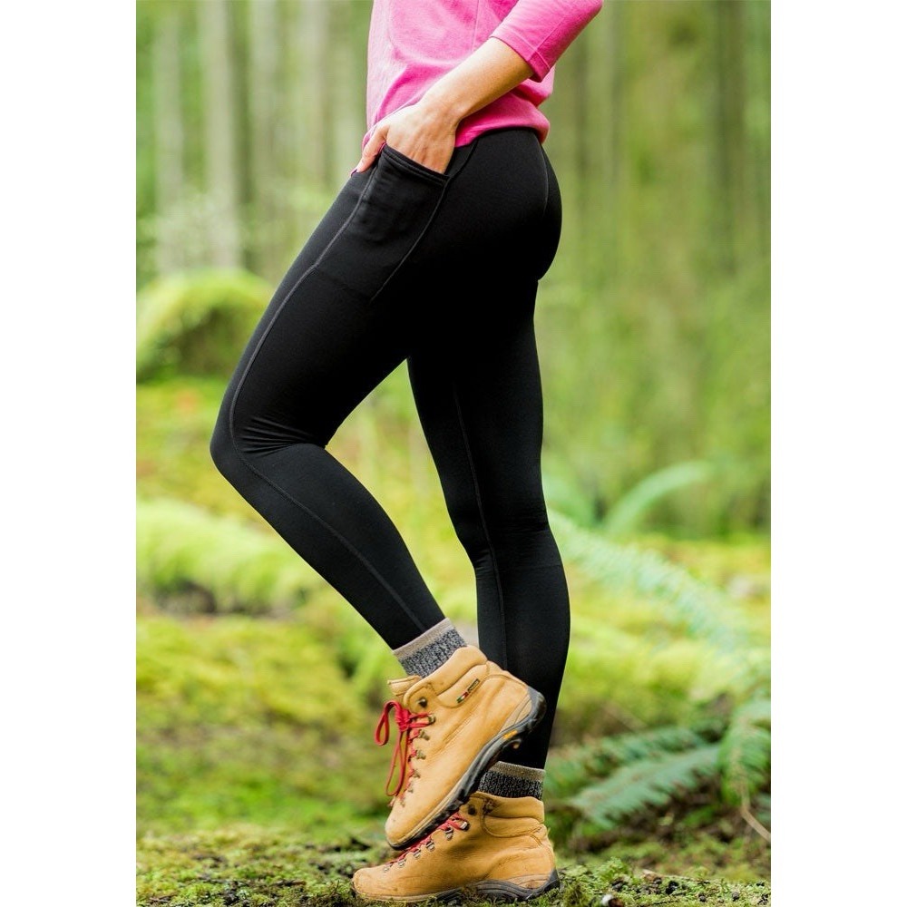 Woolx McKenna Pocket Leggings Womens M Black Merino Wool Blend Outdoor